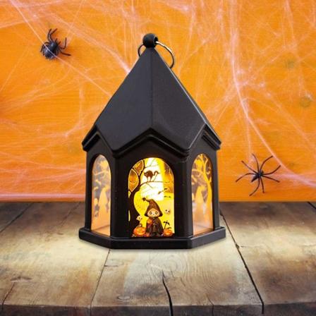 2 stk Halloween LED Vintage Lanterne med Lys, Hengende Flammeeffekt Lanterne for Utendørs Festdekor (A) A