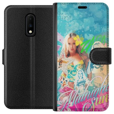 Kompatibel Tegnebogsetui til OnePlus 7 Eventyrverden med Steve, Creeper og dyr i farverig blokgrafik