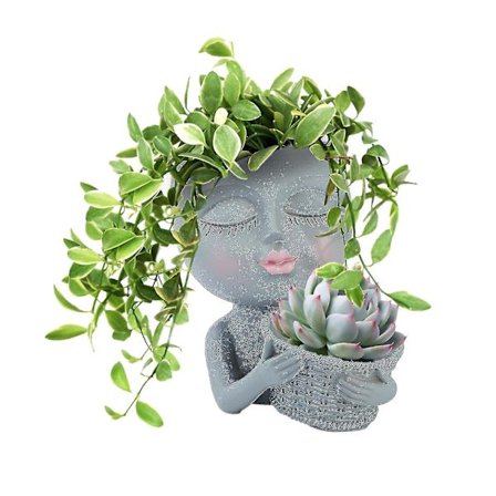 Ansigtsformet Plantepotte - Dobbelt Blomsterpotte i Én til Indendørs Udendørs Planter Harpiks Sød Dame Ansigt