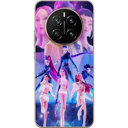 Yhteensopiva Puhelinkuori Honor Magic7 K-pop-inspiroinut tulevaisuutta ennakoiva tyttöryhmä neonvaloissa ja kosmisessa sci-fi-esiintymislavalla