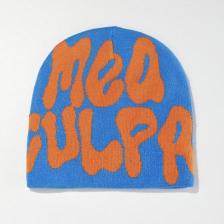 2023 Ny strikkelue Herre Kvinner Avsnitt Kvalitet Cap Mea Culpa Y2k Varm Mote Hundre Take Cold Cap For Dame Luer Blue Orange