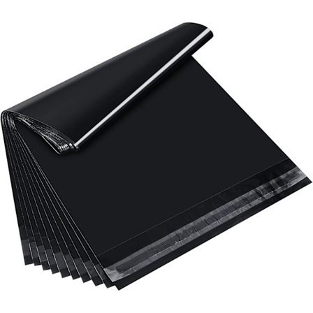 Pakke med 100 plastkonvolutter, svarte konvolutter for forsendelse