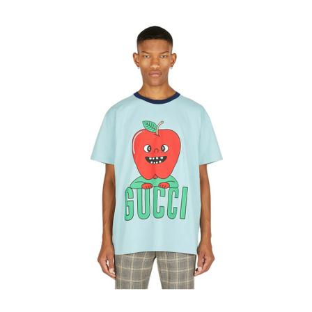 Gucci T-Shirts , Blauw , Heren , Maat: M
