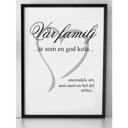 Poster Vår familj är som en god kola A4