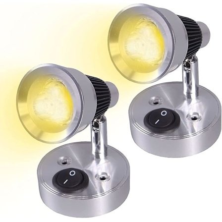 2 stk 12 V Led Spot Leselampe, 3w Bullet Form Leselampe Aluminium 330 Lm Veggmontert