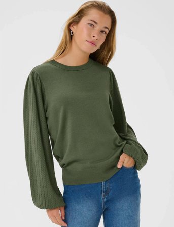 Kaffe Kalone Pointelle Pullover - Khaki green - XXL