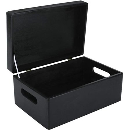 Svart träförvaringslåda 30 x 20 x 14 cm med lock och handtag