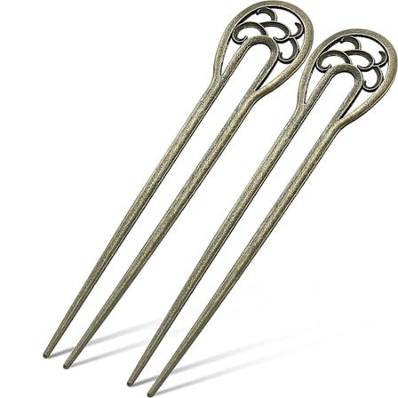 2 stycken nordiska klassiska metall U-formade hårklämmor Vintage hårstång hårgaffel stift 2-tandad uppsatt bulle hårtillbehör för damer flickor 
