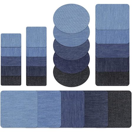 25 kpl Denim-paikkoja silitettäväksi, Denim-kangaspala silitettävä denim
