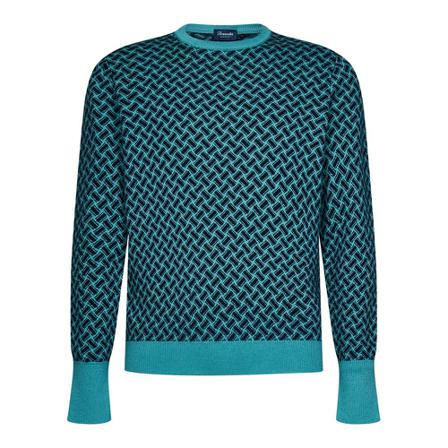 Drumohr Round-neck Stickat blå, Herr Stickade tröjor, Herr, Storlek: 2XL