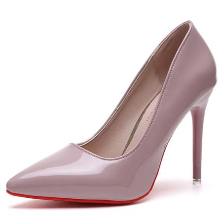 Dam Solid Stiletto Low Top Pump Skor Med Spetsiga Tå Höga Klackar