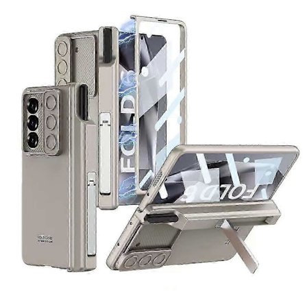 För Samsung Galaxy Z Fold 6 Hinge Protection med S Pen-hållare, Inbyggt Skärmskydd & Stödfodral, Full Body Case