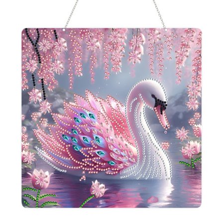 Kaksipuolinen Joutsen Timanttimaalaussetti, Erikoismuotoiltu DIY Strassimaalaus akryylitimanteilla ikkunaan, seinälle ripustettavaksi, kodin sisustus