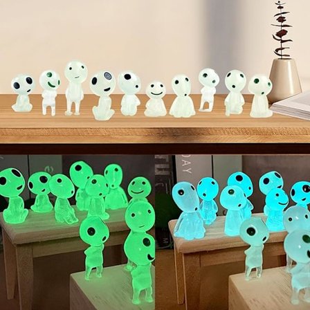 Trädfe-figurer 20 stycken Miniatyrfigurer Lysande Stenar Dekoration Barn Prinsessan Mononoke Hängande Figurer Anime Trädgårdsfigurer