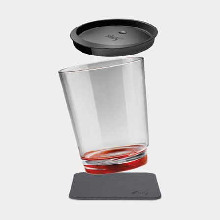 Verre en plastique magnétique Silwy Magnetic Drinking Cup Triple Ready Red, transparent/rouge, 25 cl + sous-verre magnétique + couvercle anti-
