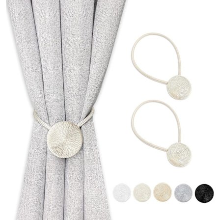 Magnetiska gardinuppsättningar, beige gardinupphängningar för gardiner, starka magnetgardinuppsättningar med 2 uppsättningar, Boho-rep 