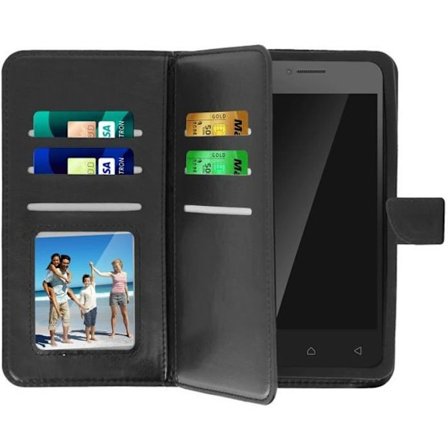 Älypuhelimen lompakkokotelo - AVIZAR - Universaali - Ekologinen nahka - 6 korttipaikkaa - Musta