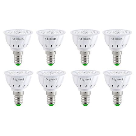 LED plantevekstlampe E14- 60 lampeperler Full Spectrum plantevekstlampe, for blomst hydroponisk frø organisk plante 8 stk serie