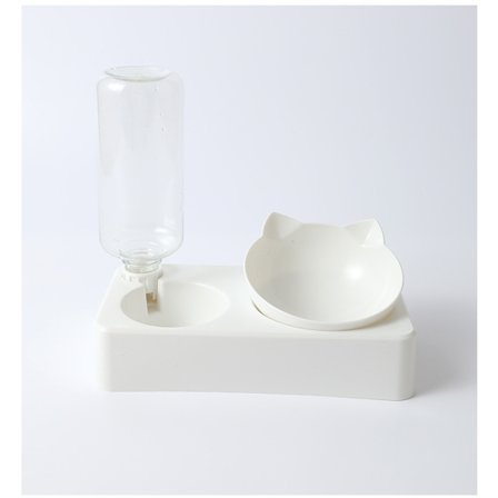 Kattmatskålar (liten vit), upphöjd kattmatskål, 15° lutning mot kräkningar C