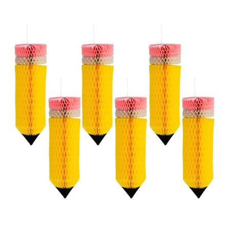 6 stk. blyanthengende papirlanterner Velkommen tilbake til skolen Hengende papirlanterner for første skoledag