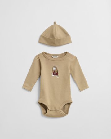 GANT Kinder Body und Beanie mit Hunde-Print (62) Khaki