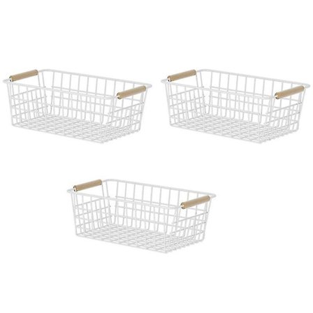 Kjøkkenoppbevaringskurver i metall, 3-pakning, for pantry og skap