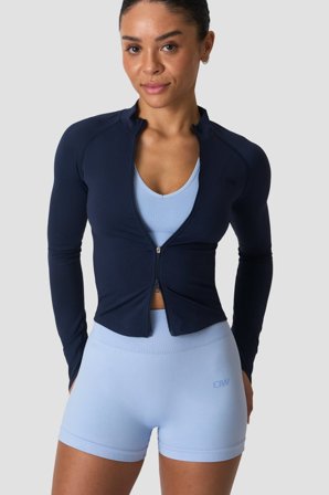 Sculpt Seamless 2-Way Zip LS Midnight Blue