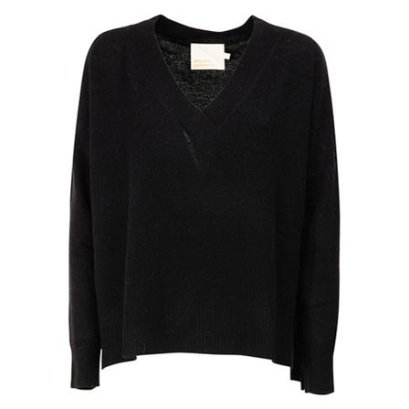 Absolut Cashmere V-neck Strik Sort, Dame Striktrøjer