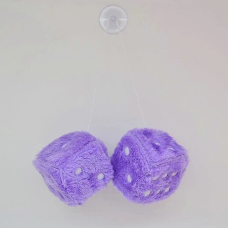 2 stk Retro Firkantet Speil Hengende Par Plysj Terninger Med Prikker Bil Dekorasjon Terninganheng Lilla