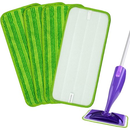 4-pak - Swiffer Wet Jet 12-tommer Mikrofiber Moppemåtter - Grøn - Moppeudskiftningsklude - 30*14 cm