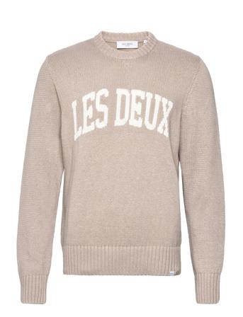 Crane Knit Strikkegenser M. Rund Krage Beige Les Deux*Betinget Tilbud