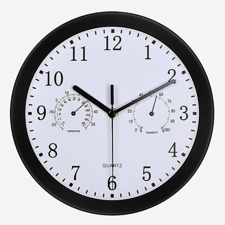 Utomhus Klocka Vattentät Trädgårdsklocka Vattentäta Trädgårdsklockor med Termometer Hygrometer 10 Tum Metall Retro Vägg för Patio Pool Yard Svart