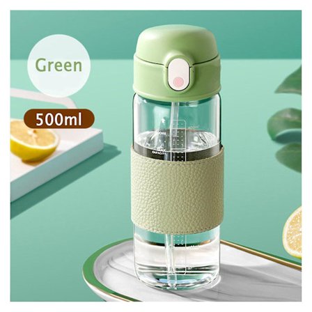 Bärbar halmglaskopp med skala hög kapacitet vattenflaska för pojkar flickor