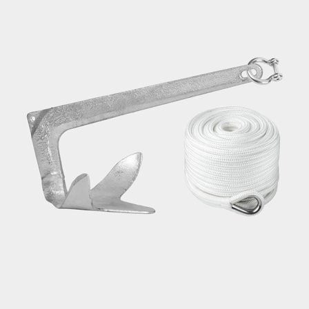 Ankringspaket båt NOCK Stor, för båtar mellan 3.5 - 6 ton / 26 - 33 fot, galvaniserat stål, För manuell hantering
