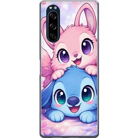 Kompatibel Mobilcover til Sony Sony Xperia 5 Sød kawaii illustration med pink og blå fantasidyr, store øjne og bløde farver perfekt til børnevær