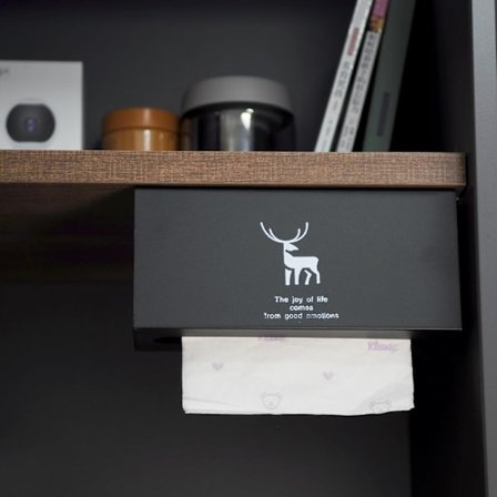 2-pakning rektangulær serviettboksarrangør under skrivebordet, plassbesparende, veggmontert serviettboksholder, enkel montering under bord eller hylle