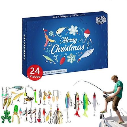 Jul 2024 Fiske Adventskalender - Fiskegrej Sæt, Fiskeudstyr til Voksne Mænd Drenge, Fisketilbehør (24 stk)