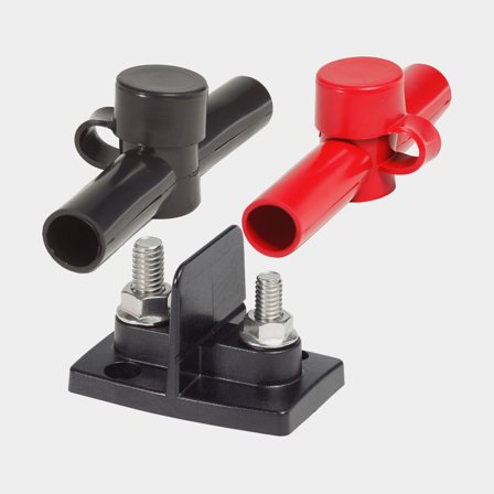 Svorkovnice Blue Sea Systems Dual PowerPost, 1 x M10 + 1 x M8, červená (plus) / černá (mínus)