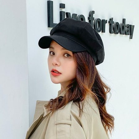 Newsboy Caps Loose Cloud Top SVART