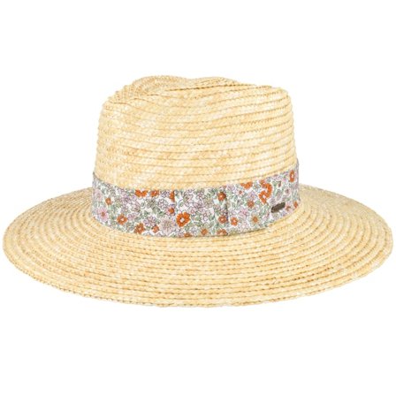 Brixton - Beige straw Hatt - Joanna Short Brim Hat Honey/White Floral Straw Hat @ Hatstore