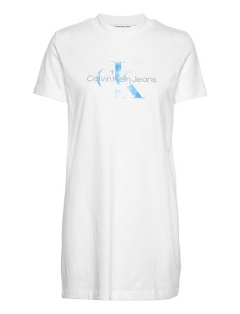 Aqua Monogram T-Shirt Dress Dresses T-shirt Dresses Hvit Calvin Klein Jeans