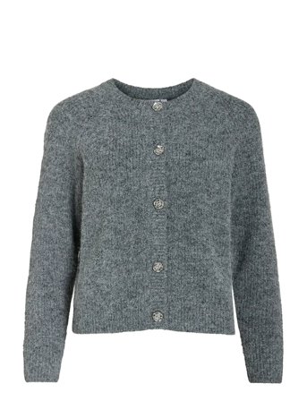 Vila Vicheena O-Neck L/S Button Knit Cardigan - Grey - L