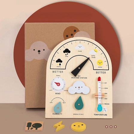 Wooden Weather Station Children's Toy Learning Observatory Weather Knowledge