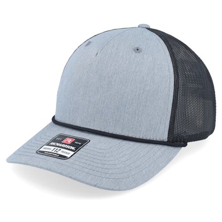 Richardson - 112fpr Split Heather Grey/Black/Black Rope Trucker Trucker Grey Cap - @ Hatstore