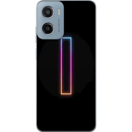 Kompatibelt Mobildeksel til Motorola Motorola Moto E15 Minimalistisk neonbokstav I i regnbuefarger mot mørk bakgrunn