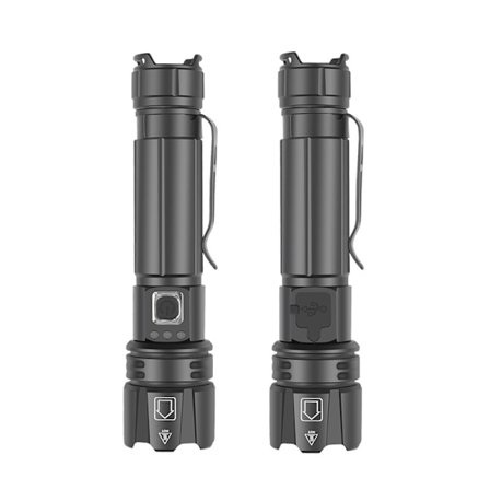2 Mini Starkt Ljus Ficklampa med Pennklämma Teleskopisk Zoom med