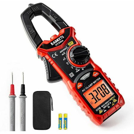Strømtangmeter, KAIWEETS TRMS 4000 punkter automatisk rekkevidde klemmemåler, måler AC-strøm, AC/DC-spenning, kapasitans, motstand, CAT III 600 V