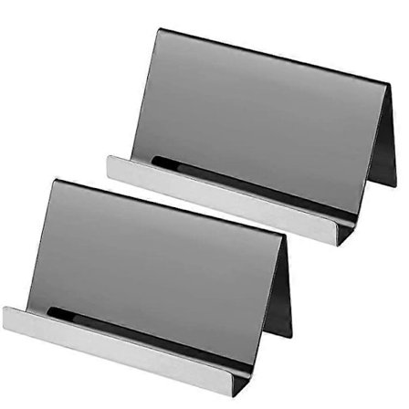 2 stk. visitkortholder i rustfrit stål, navnekortholder, visitkortholdere til skrivebord, visitkortdisplaystander til kontoret