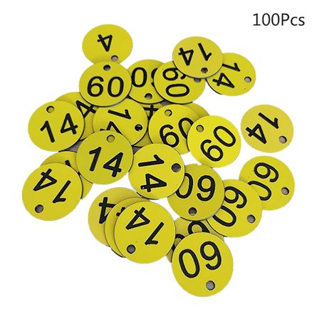 100 stk Plast ID-nummermerker 1-100 Graverte Nummer ID-merke Fargede For Nøkkelring hg
