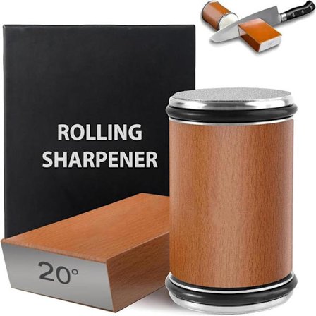 Knivslibesten Bryn, Roterende Knivsliber, Slibeværktøj 15 & 20 Graders Magnetisk Vinkelstativ & Læderstrop...